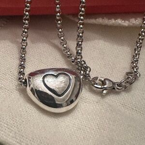 James Avery Rare And Retired Sliding Puffy HEART Pendant On 20” Rolo Necklace